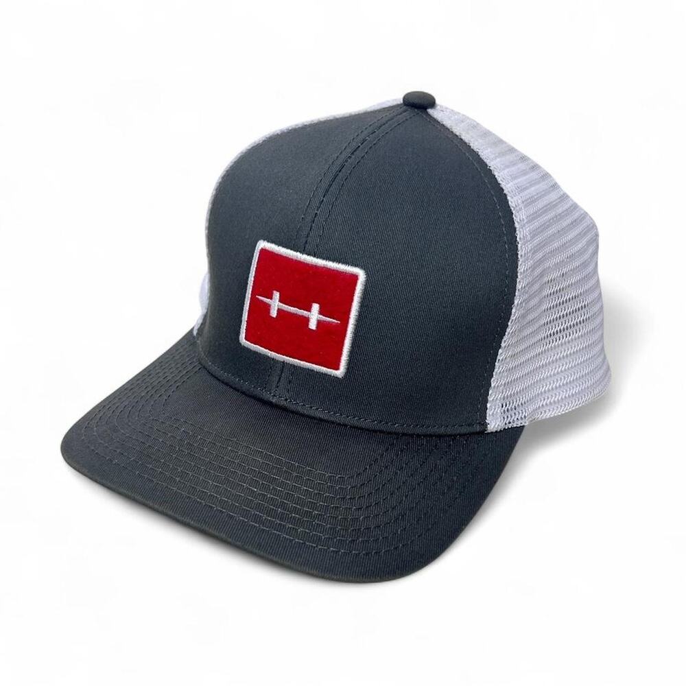 Hatch Outdoors Fishing Grey White Mesh Snapback Trucker Hat